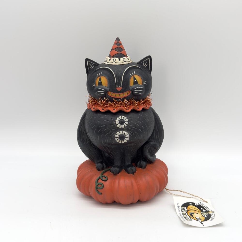 Bethany Lowe Johanna Parker Happy Plumpkin Jack Container Black Cat NEW